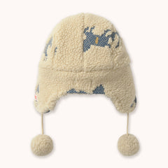 Horses Sherpa Earflap Beanie - Vanilla