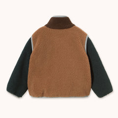 Color Block Sherpa Jacket - Light Brown