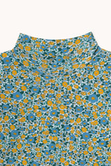 Flower Pattern Rib Mockneck - Washed Blue