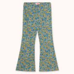 Flower Pattern Rib Pant - Washed Blue