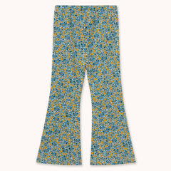 Flower Pattern Rib Pant - Washed Blue