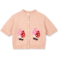 Wynken The Shroom Cardigan soft knit kids cardigan with mushroom motif and button front