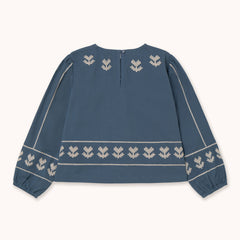Horse & Flowers Blouse - Stone