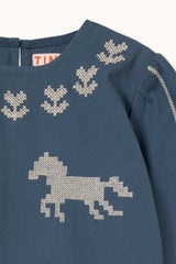 Horse & Flowers Blouse - Stone