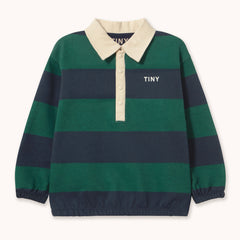 Navy Stripes Polo Sweatshirt - Dark Green