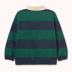 Navy Stripes Polo Sweatshirt - Dark Green