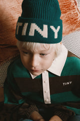 Navy Stripes Polo Sweatshirt - Dark Green