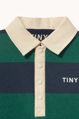 Navy Stripes Polo Sweatshirt - Dark Green
