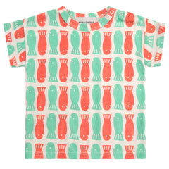 Lucky Fish all over Tee from Bobo Choses. Featuring short sleeves, a dropped shoulder, and a loose fit.