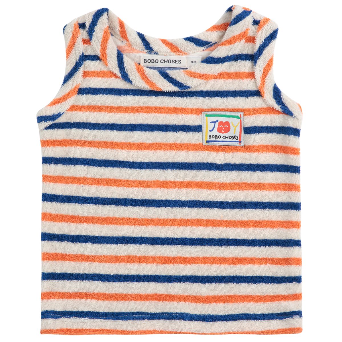 Smiling Striped Terry Cloth Tank Top from Bobo Choses. Round neck, Striped print.