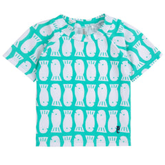 Lucky Fish All Over Swim Tee from Bobo Choses features a turtle neck, raglan sleeves, and a slim fit.