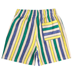 Multicolor Stripes Terry Cloth Bermuda Shorts