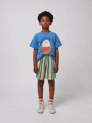 Multicolor Stripes Terry Cloth Bermuda Shorts