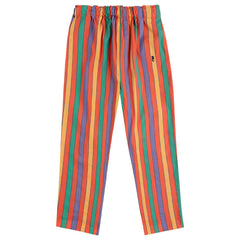 Multicolor Stripes Woven Pants from Bobo Choses. A baggy fit, adjustable drawstring.