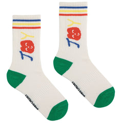 The Smiling Long Socks from Bobo Choses. Minimalist and versatile, these offwhite socks are a wardrobe staple.