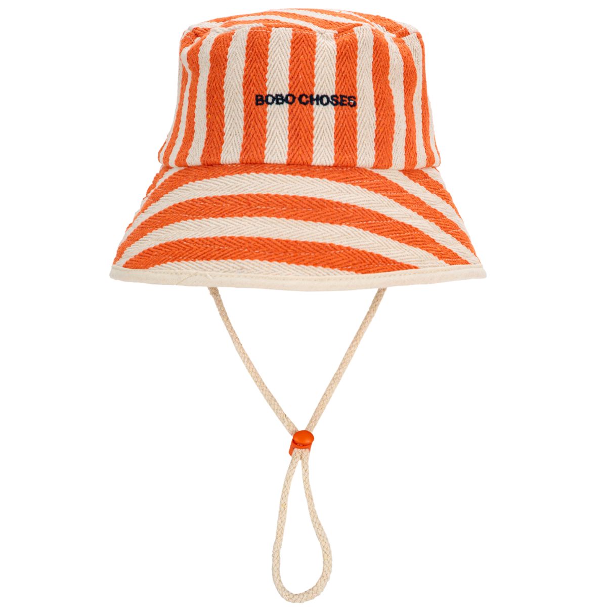 The Bobo Choses Striped Bucket Hat from Bobo Choses. Add a pop of color to your outfit with this orange hat.
