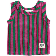 The Striped Terry Cloth Tank Top from Bobo Choses. Multicolor t-shirt. Designed with sleeveless, patch.