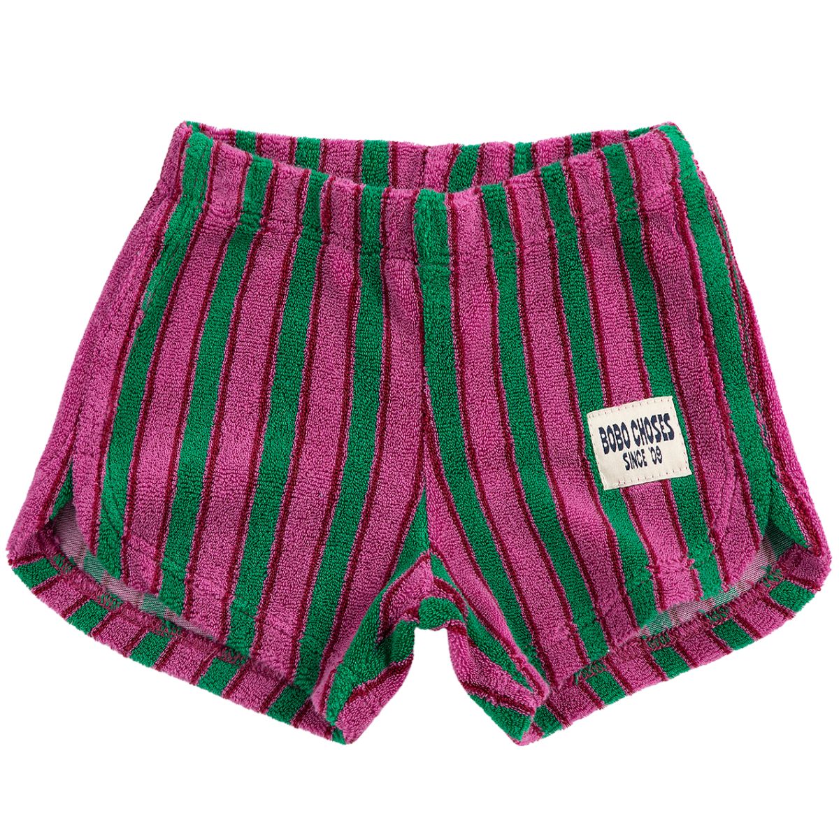 The Striped Terry Cloth Shorts from Bobo Choses. Multicolor shorts. Designed with elasticated waistband, patch.