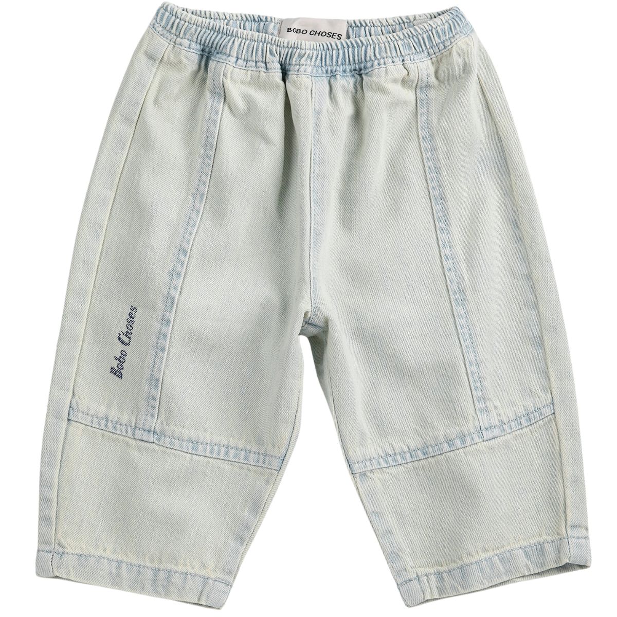 The Bobo Choses Denim Pants by Bobo Choses. Light blue pants with elasticated waistband, embroidery.
