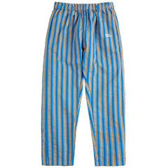 The New Hairline Woven Pants from Bobo Choses. Striped navy blue pants with elasticated waistband, embroidery.