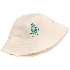 Bobo Choses Pickles Reversible Hat by Bobo Choses, cream bucket hat with green Pickles character print on the front.