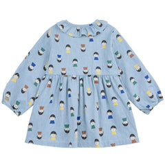 Game Pawns All Over Light Denim Dress