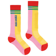 The Bobo Choses Long Ski Socks from Bobo Choses. Kids’ socks with a playful color-block design and logo detail.