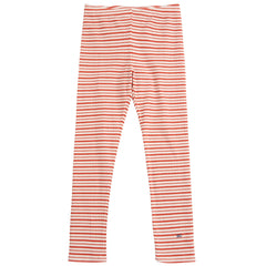 The BC Red Stripes Leggings in an off-white and red horizontal striped ribbed knit featuring subtle "BC" logo embroidery.