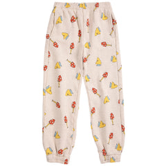 The Mush Monster Duo All Over Jogging Pants featuring elastic waistband and cuffs with a quirky mushroom monster pattern.