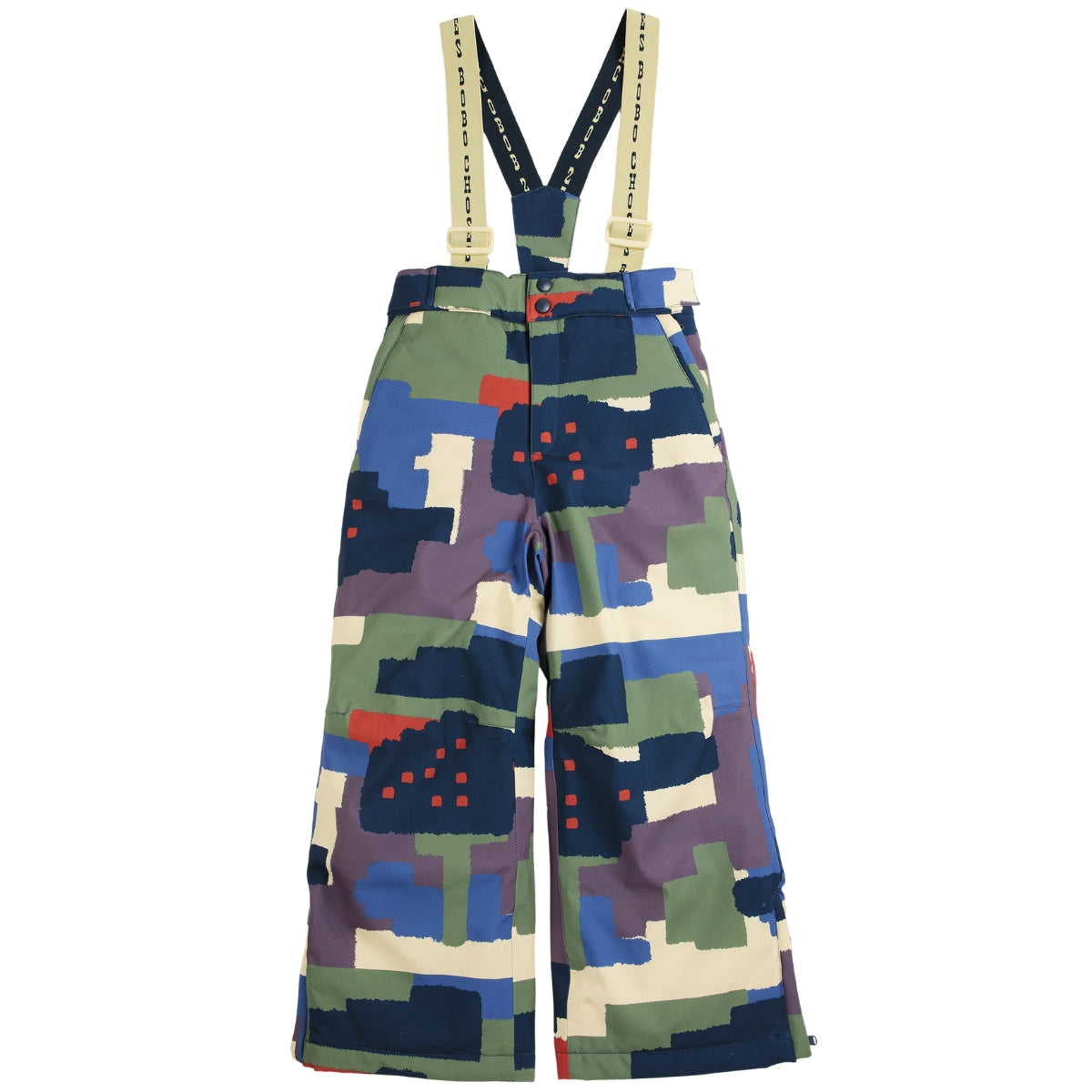 Paint Forest All Over Ski Pants by Bobo Choses with colorful print and adjustable suspenders.