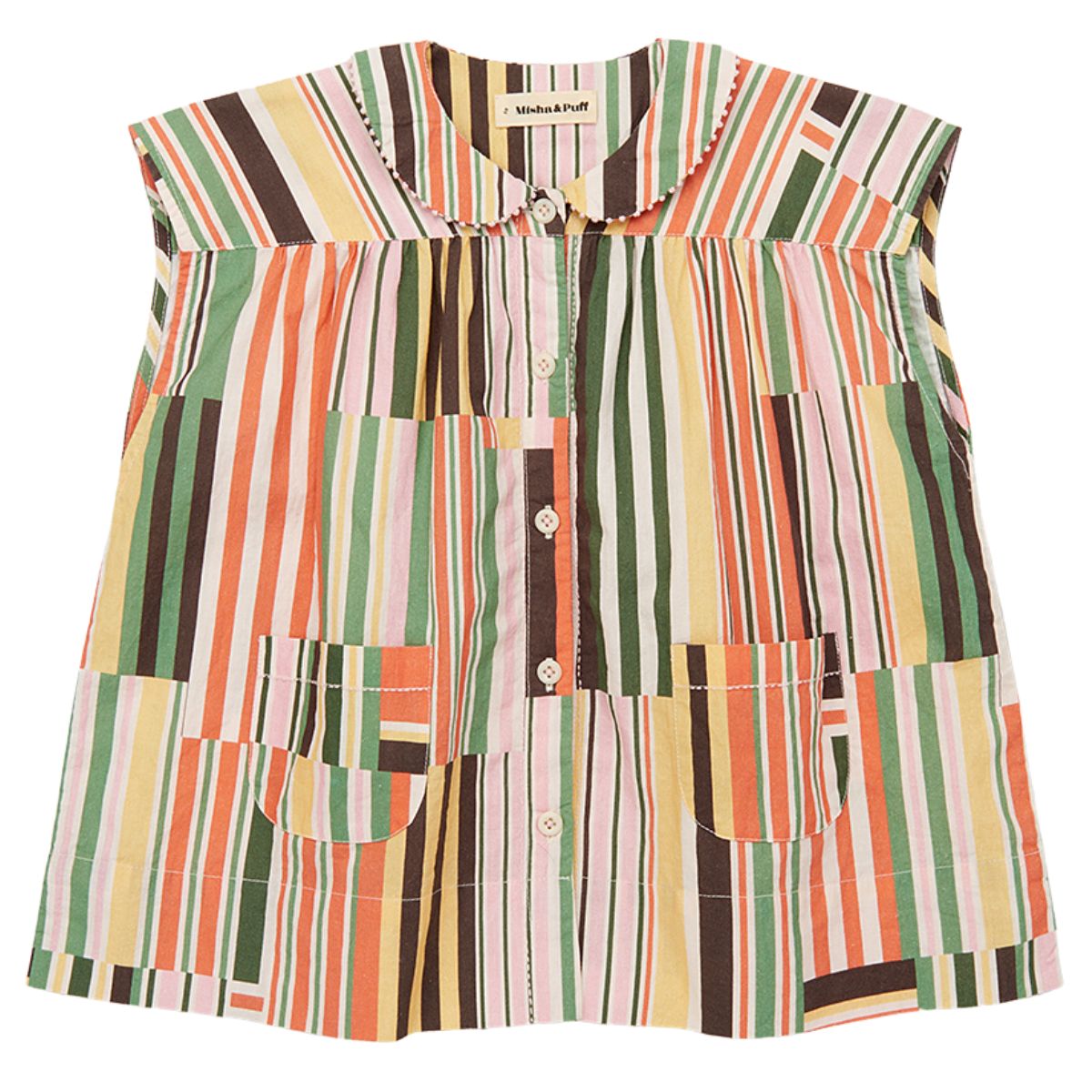 The Nanna Tunic from Misha & Puff. Striped button-down top with a charming Peter Pan collar.