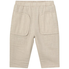 The Bardi Pants from Cozmo. They feature an elastic waistband and rounded welt pockets on the sides.