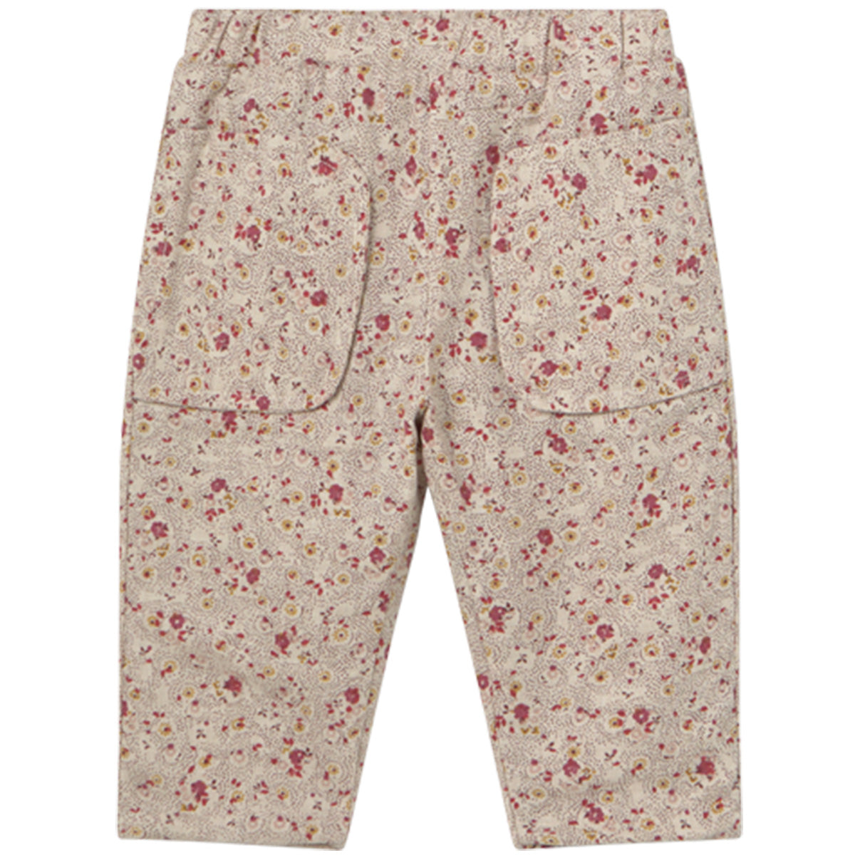 The Bardi Pants from Cozmo. These soft flannel pants for newborns feature a delicate floral pattern.