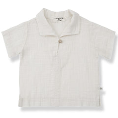 Benet Shirt from 1+ in the Family. Lightweight short-sleeve shirt with a relaxed fit, open collar, and single button closure