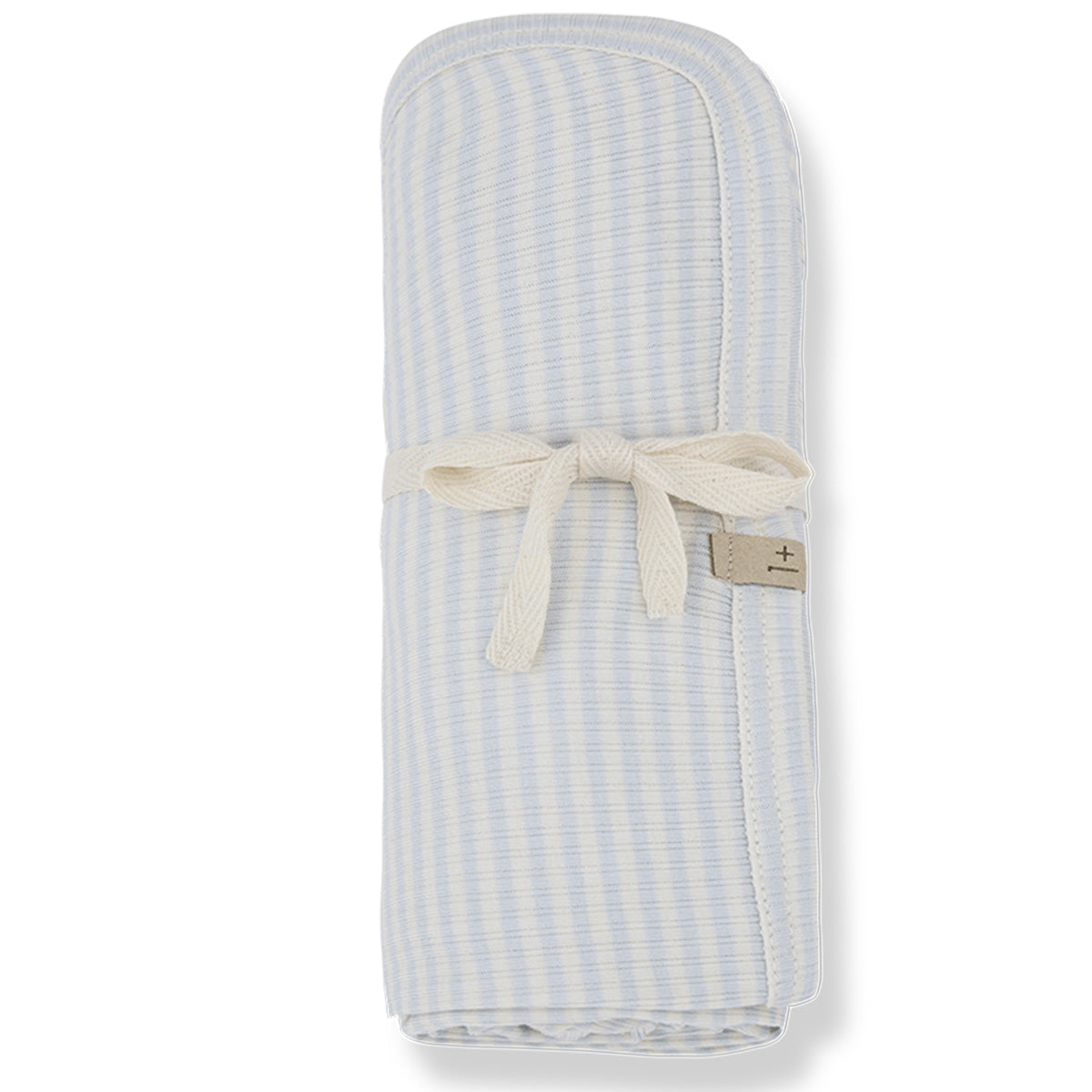 The Betta Blanket from 1+ in the Family. Soft and lightweight baby blanket in pale aqua with a subtle checkered pattern.