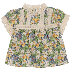 The Beverly Baby Blouse from The New Society. Baby blouse in 100% linen with all over print and laces.