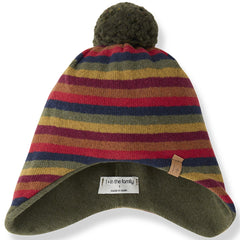 1+ in the Family The Bienville Beanie striped knit hat with ear flaps and pom-pom
