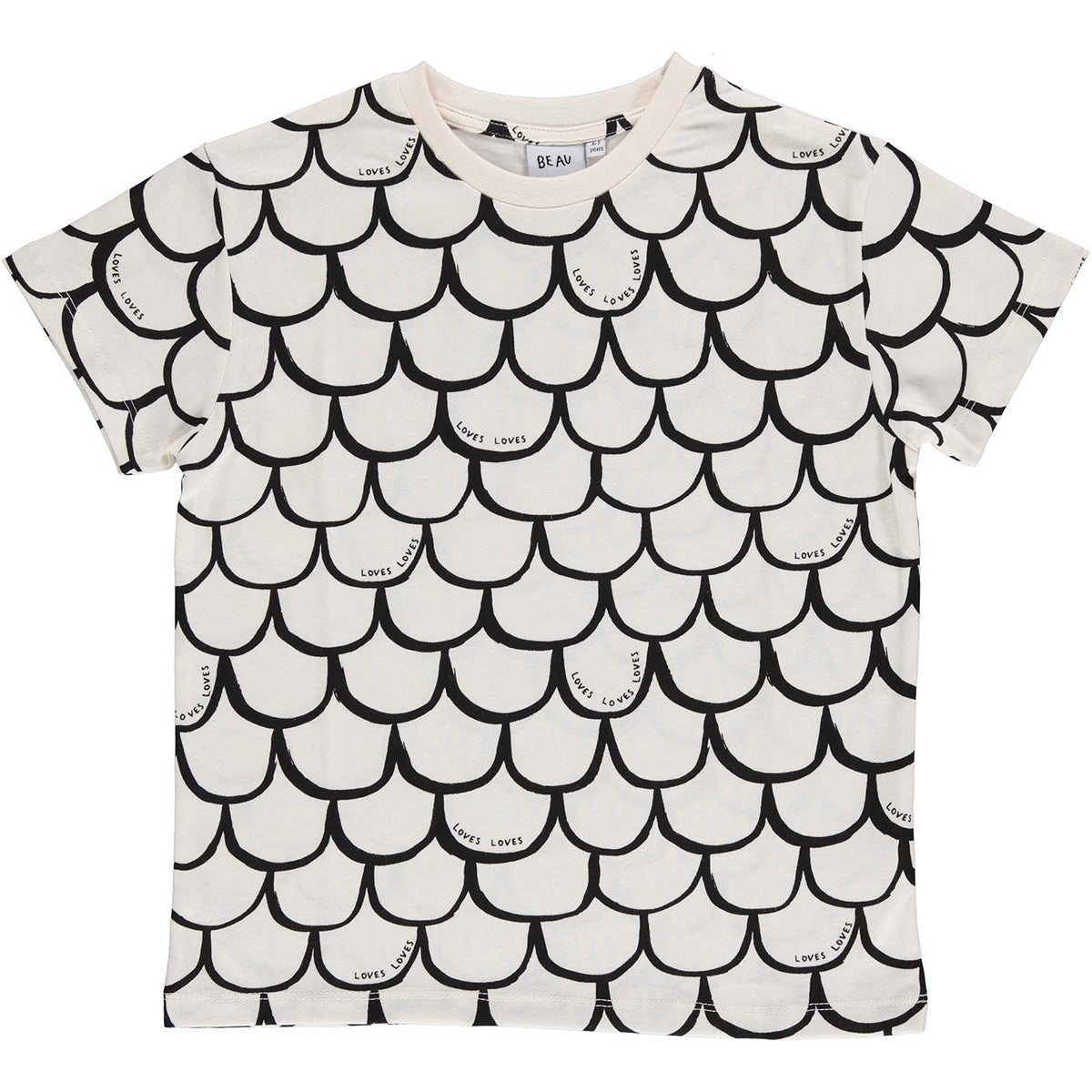 The Black Scales Tee from Beau Loves. With our hand-drawn black scales print on a natural base