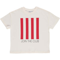 The Antique White Join The Club Tee from Beau Loves. With 'Join The Club' on the front and 'Swimming' on the back