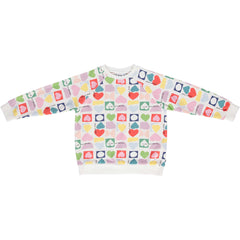 The Hearts Raglan Sweater from Beau Loves. Cut-out hearts print , Summer weight sweater