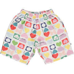 The Hearts Shorts by Beau Loves. Cut-out hearts on a natural colored background, made from organic recycled fibres.