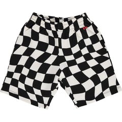 Beau Loves's Black Check Shorts. The shorts have been printed with a rippled check