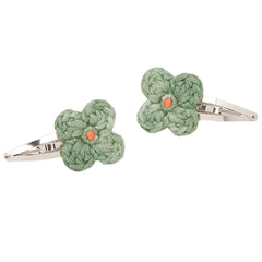 The Baby Fleur Set from Misha & Puff. A two-color hand-crocheted flower set on snap clips.