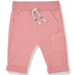 The Calafell Pants from 1+ in the Family with elastic waistband, braided drawstring, cuffed hems, and side pocket.