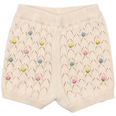 The Canea Short from The New Society feature a beautifully structured knit with delicate flower details.