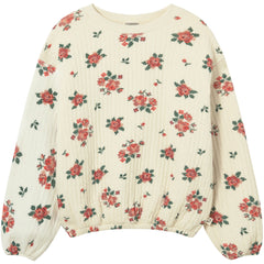 Cozmo The Celia Sweatshirt quilted floral top with ribbed neckline and elastic trims