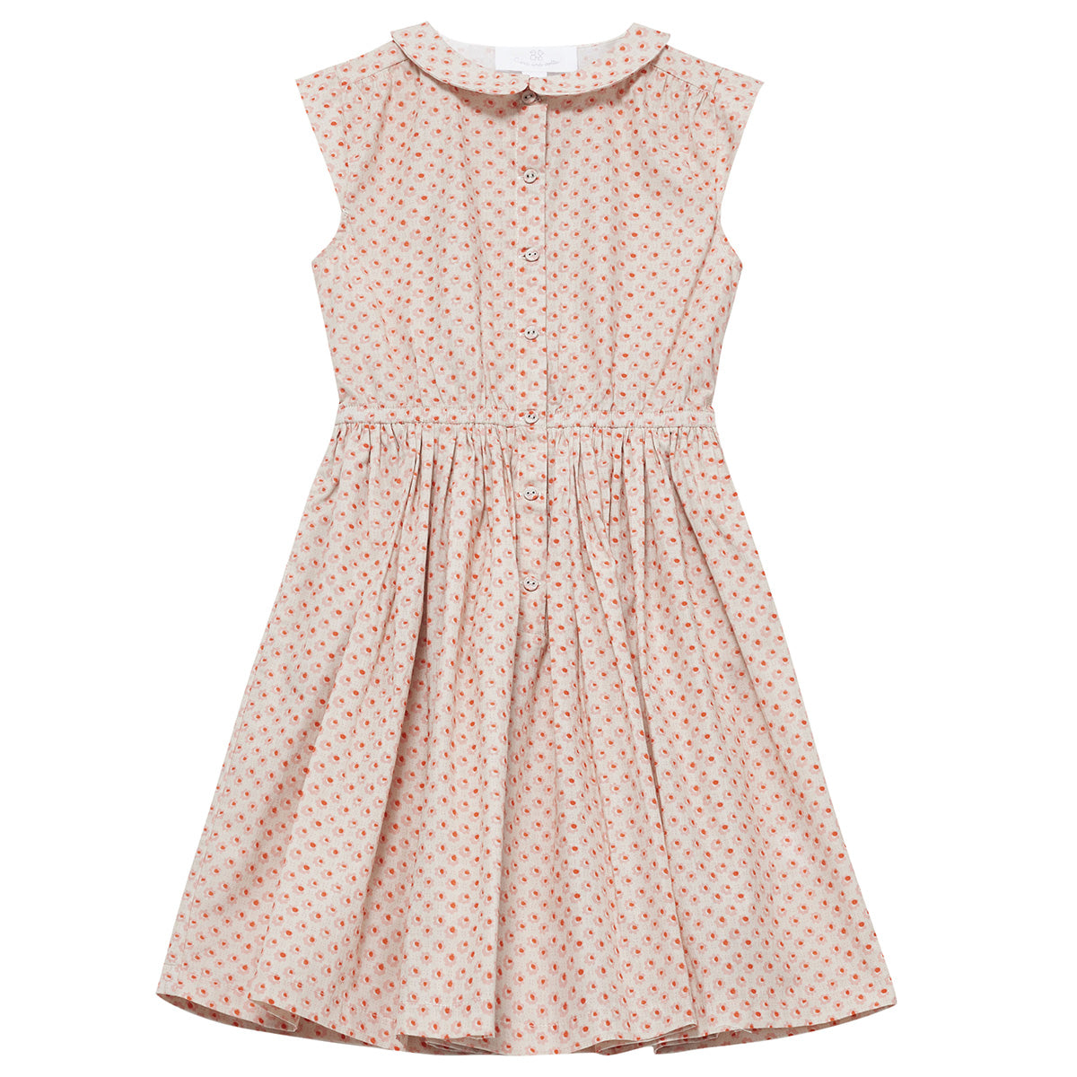 Ines Dress from C'era Una Volta with a delicate floral print, Peter Pan collar, and button-down front.