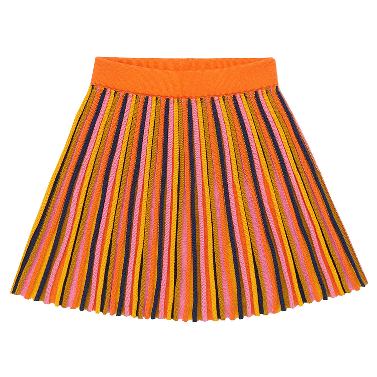 The Candy Stripe Accordion Skirt from Misha & Puff. A new flowy pull-on pleated skirt in a fine-gauge Pima cotton knit.
