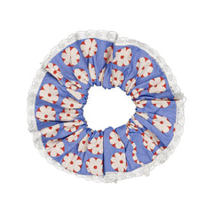 The Chouchou Hair Band from Hello Simone. Floral patterned scrunchie with lace trim.