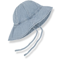 The Daniele Hat from 1+ in the Family. Soft denim sun hat with a wide brim for optimal sun protection.
